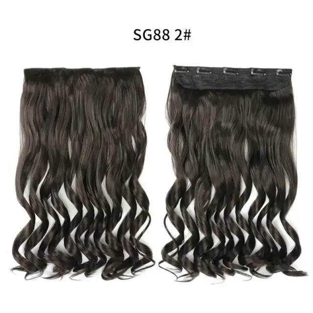 One-piece Long Wavy  Heat Resistant Clip In Hair Extensions - Image 17