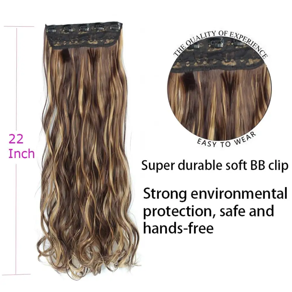 One-piece Long Wavy  Heat Resistant Clip In Hair Extensions - Image 4