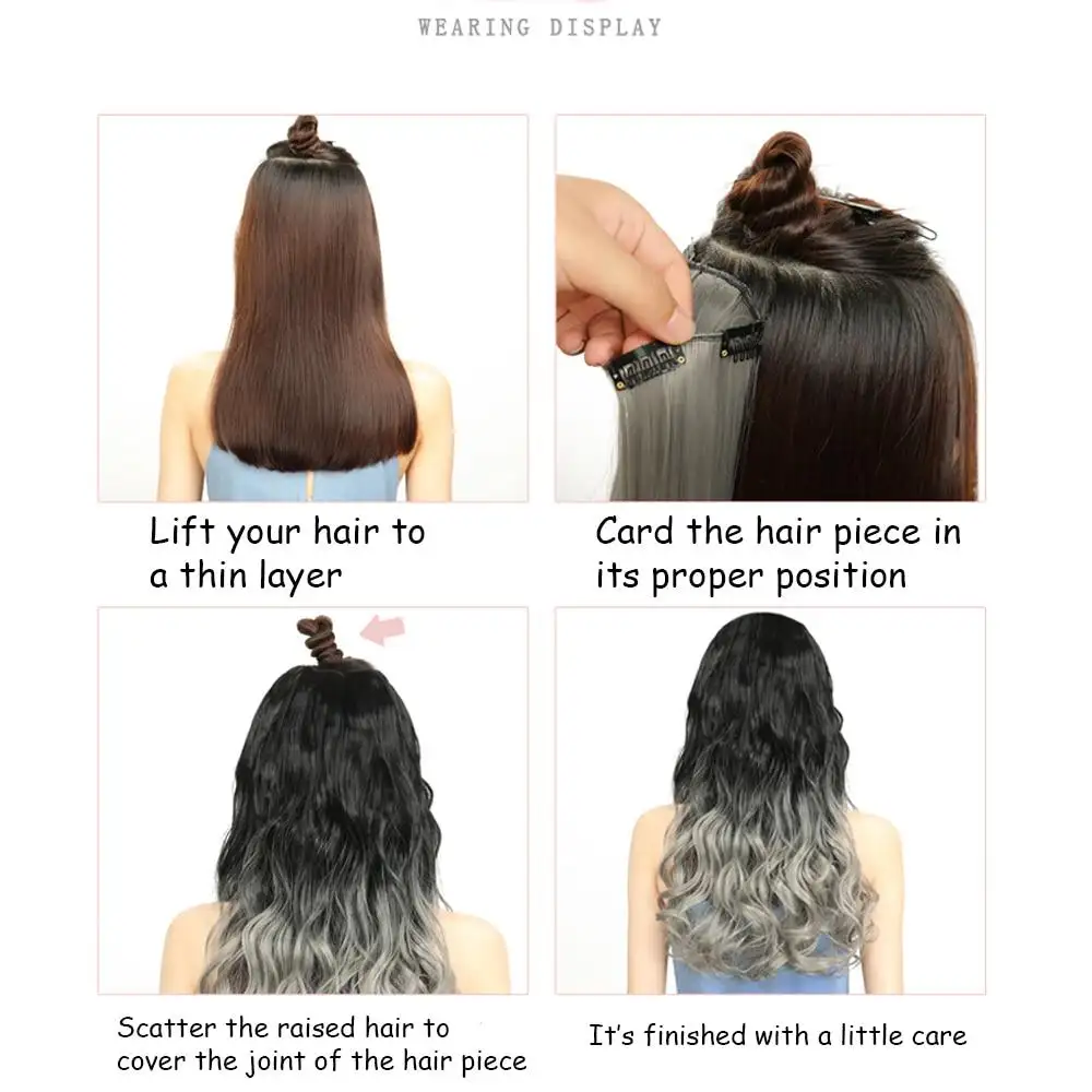 One-piece Long Wavy  Heat Resistant Clip In Hair Extensions - Image 5
