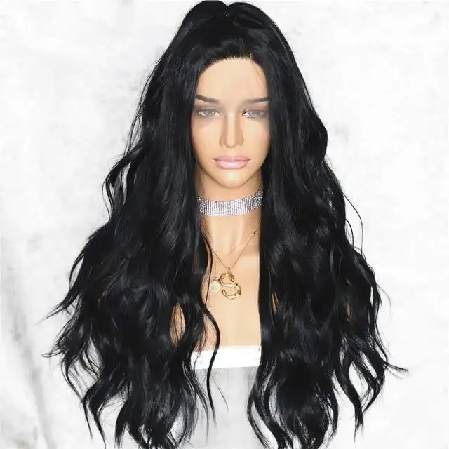 Paula Extra Long Black Color Synthetic Lace Front Heat Resistant Fibre Wig - Image 2