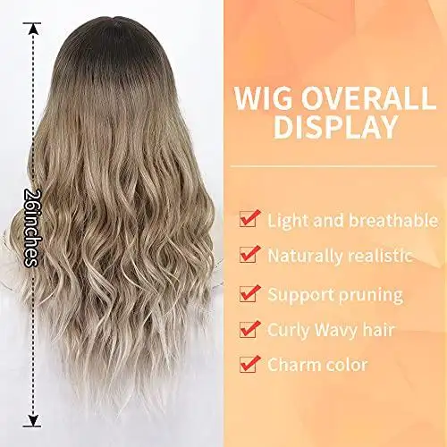 Penelope Transitional Dark Root to Light Blonde Long Heat Resistant Hair Wig - Image 13