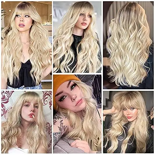 Penelope Transitional Dark Root to Light Blonde Long Heat Resistant Hair Wig - Image 7