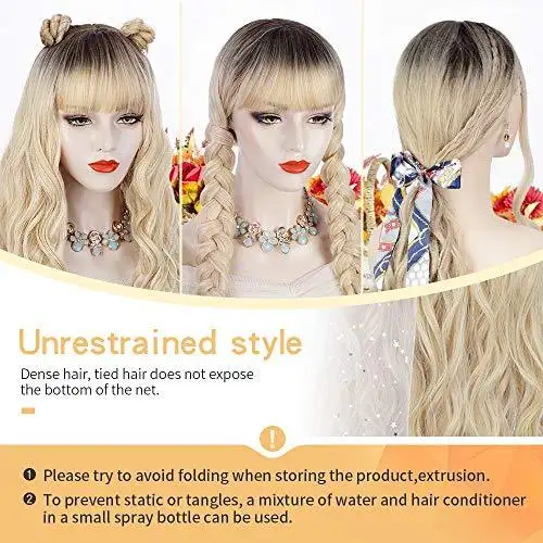 Penelope Transitional Dark Root to Light Blonde Long Heat Resistant Hair Wig - Image 8