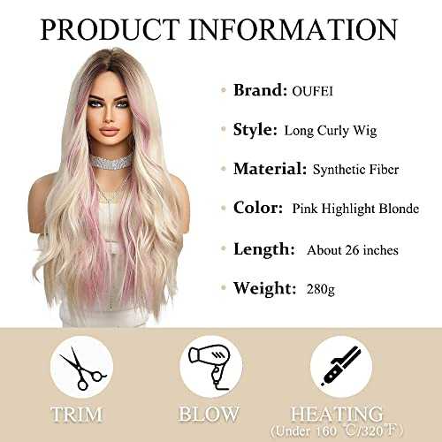 Pink Heat Resistant Highlight Blonde Wigs - Image 2