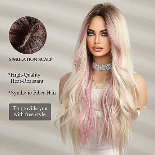 Pink Heat Resistant Highlight Blonde Wigs - Image 3