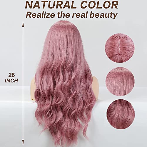 Pink Synthetic wig with bangs - Image 4