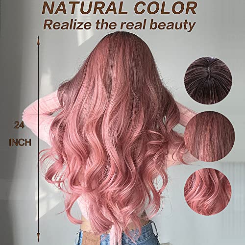 Pink Synthetic Wig with Center Part - Image 6