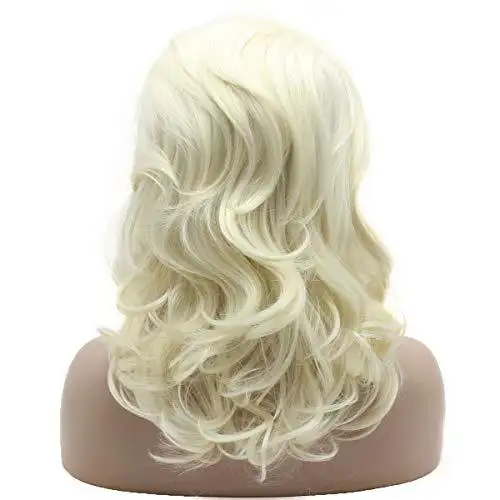 Platinum Blonde Full Density Half Hand Tied Heat Friendly Lace Front Wig - Image 4