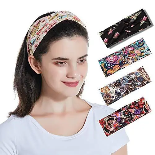 Polka Dot Cross & Assorted Prints Headband Set for Women - Image 10