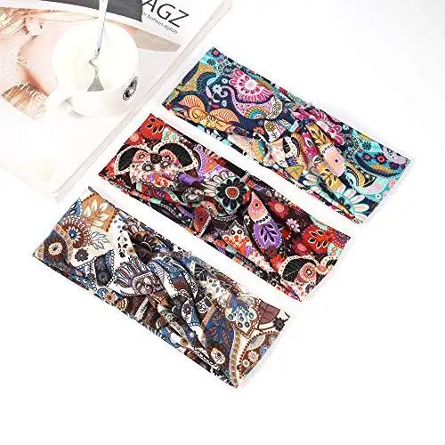 Polka Dot Cross & Assorted Prints Headband Set for Women - Image 16