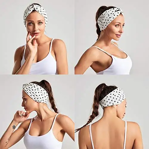 Polka Dot Cross & Assorted Prints Headband Set for Women - Image 2