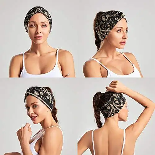 Polka Dot Cross & Assorted Prints Headband Set for Women - Image 25
