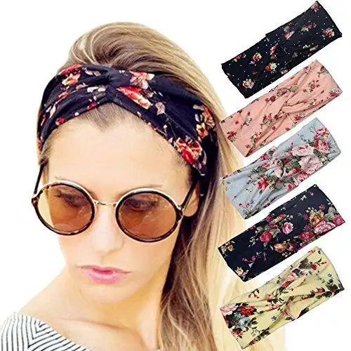 Polka Dot Cross & Assorted Prints Headband Set for Women - Image 34
