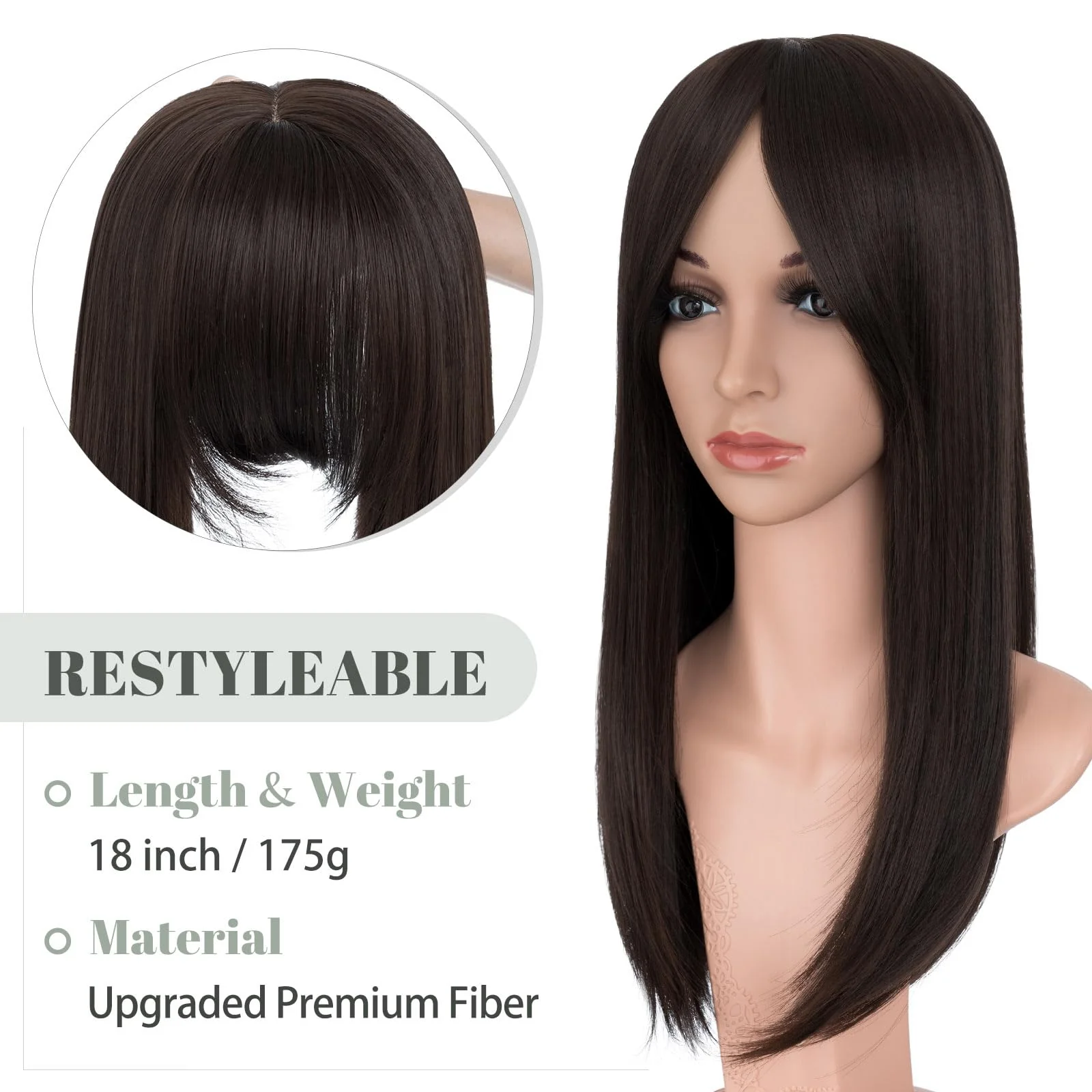 Premium Synthetic Fibre Hair Topper -18 inches - Image 14