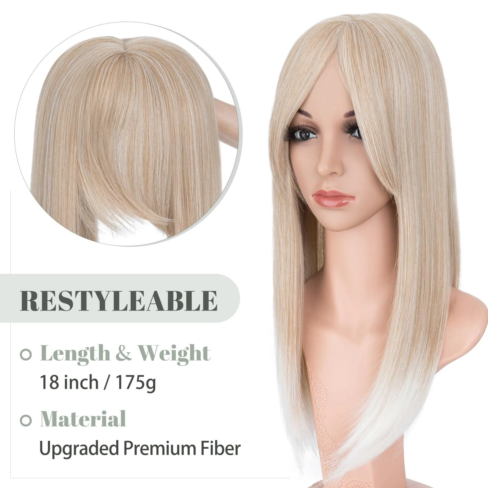 Premium Synthetic Fibre Hair Topper -18 inches - Image 29