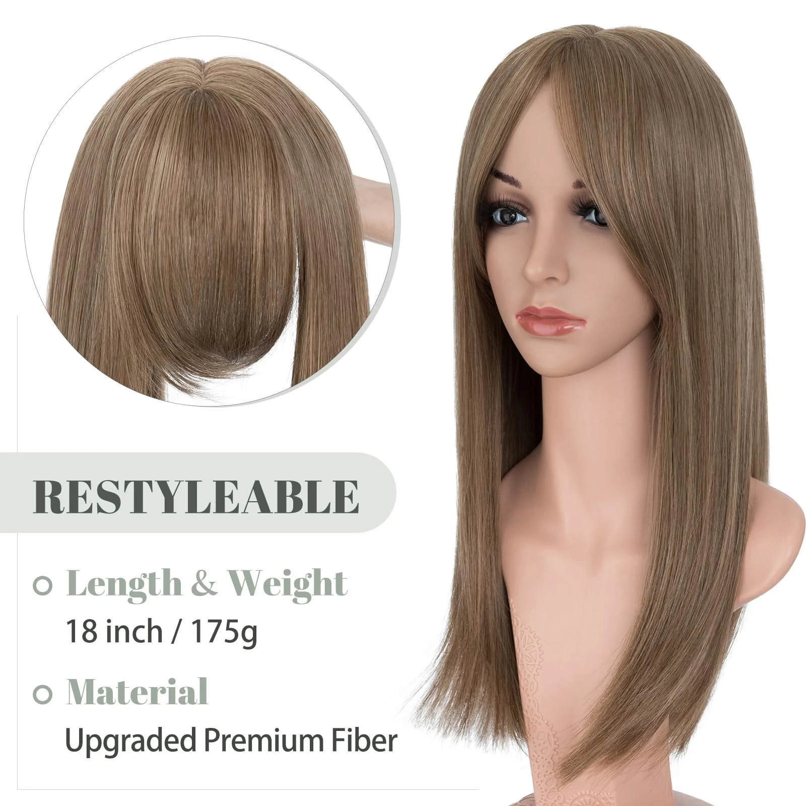 Premium Synthetic Fibre Hair Topper -18 inches - Image 8
