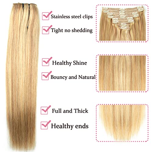 Real Hair Balayage Clip in Hair Extensions - Image 14