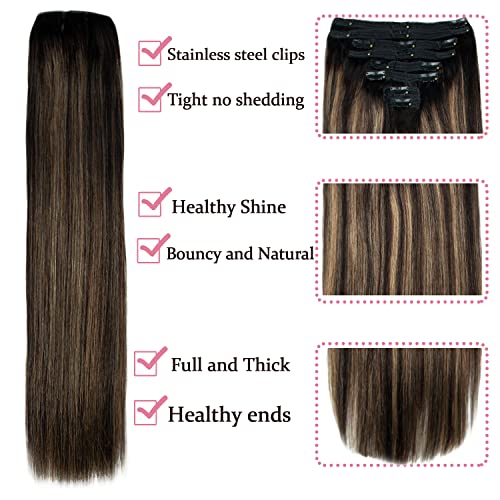 Real Hair Balayage Clip in Hair Extensions - Image 26