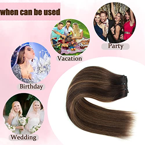 Real Hair Balayage Clip in Hair Extensions - Image 46