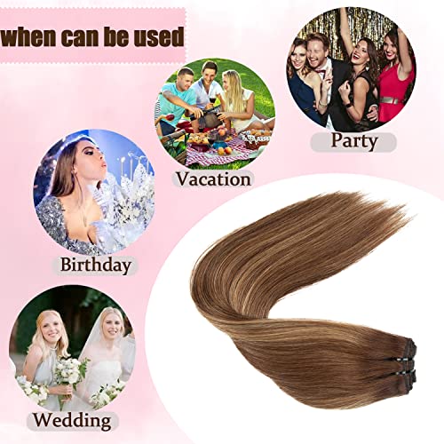 Real Hair Balayage Clip in Hair Extensions - Image 5