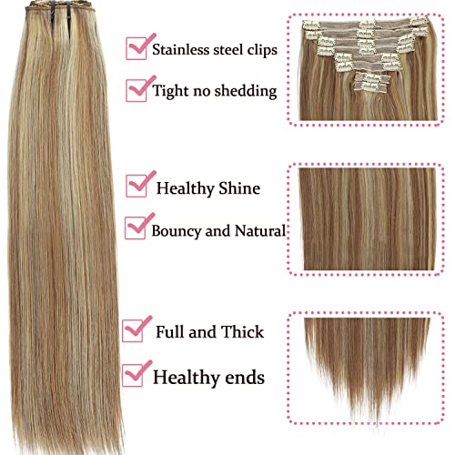 Real Hair Balayage Clip in Hair Extensions - Image 55