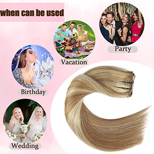 Real Hair Balayage Clip in Hair Extensions - Image 58