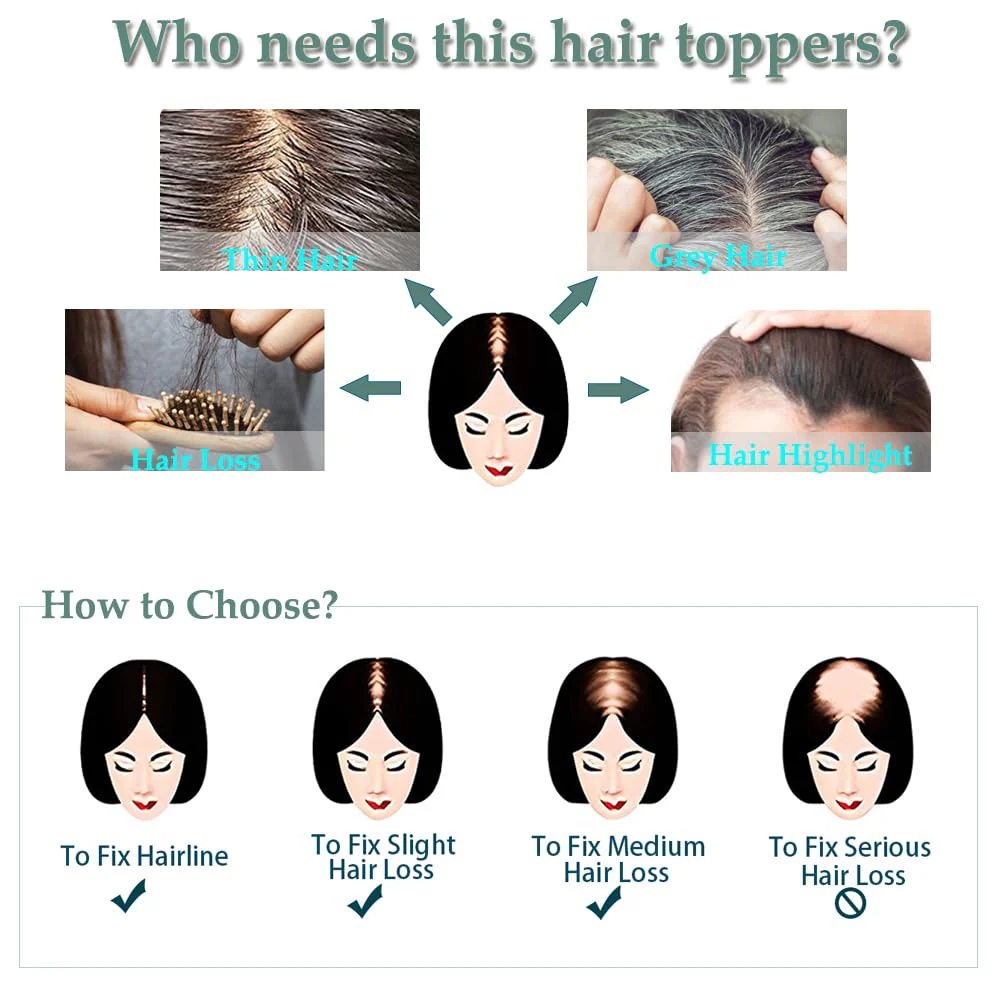 Real Human Hair Handmade Swiss Base Hair Topper - Image 10