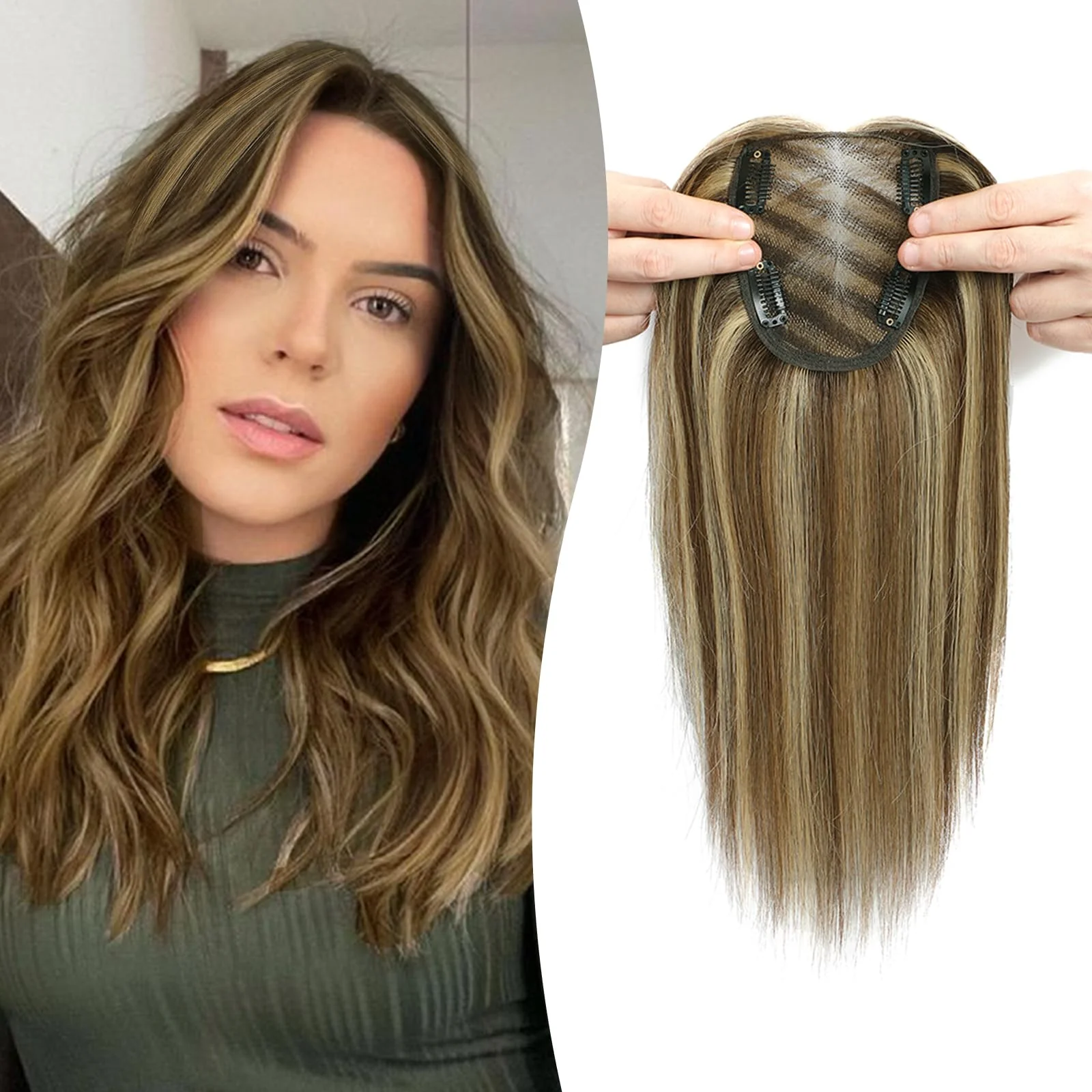 Real Human Hair Handmade Swiss Base Hair Topper - Image 11