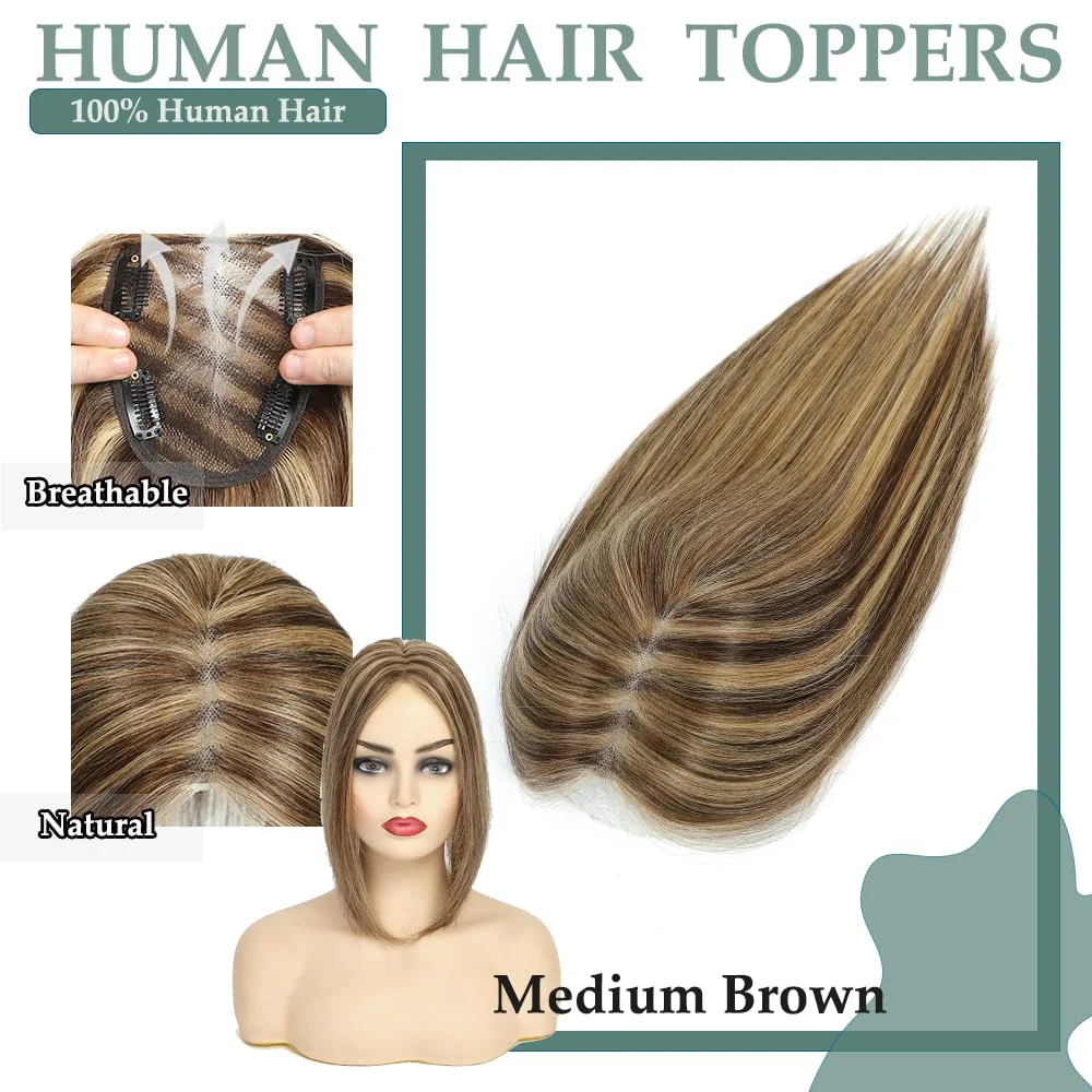 Real Human Hair Handmade Swiss Base Hair Topper - Image 14