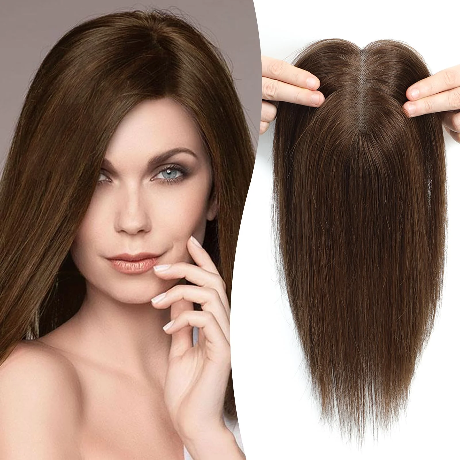Real Human Hair Handmade Swiss Base Hair Topper - Image 6