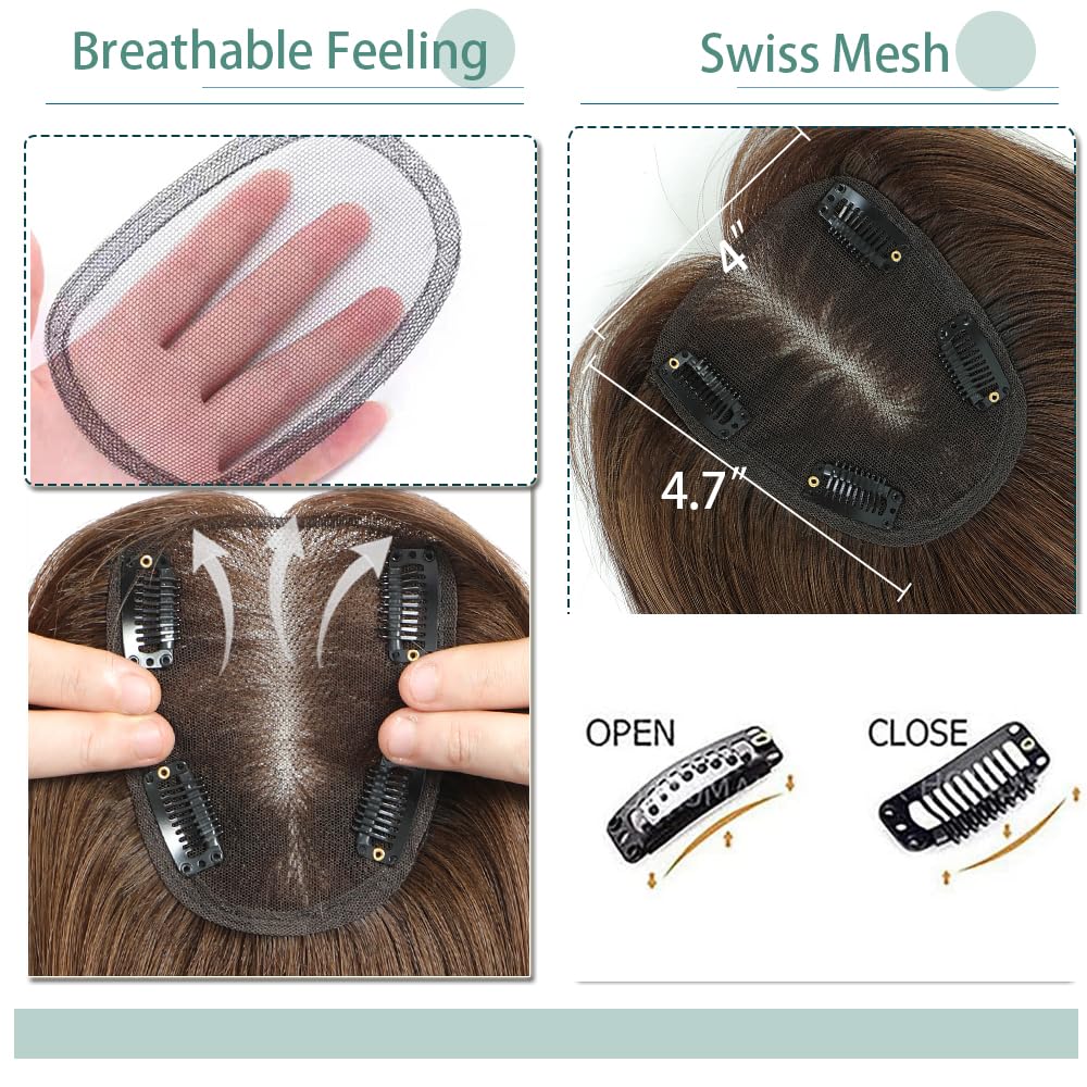 Real Human Hair Handmade Swiss Base Hair Topper - Image 8