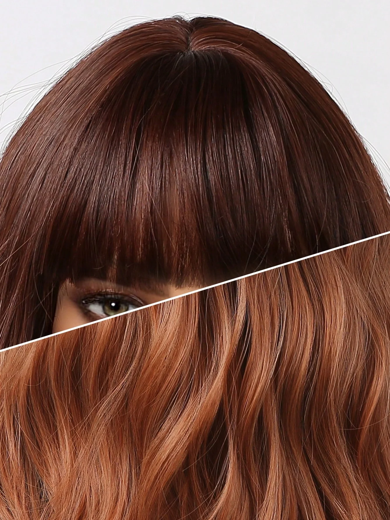 Red Long Curly Wig With Bangs - Image 7