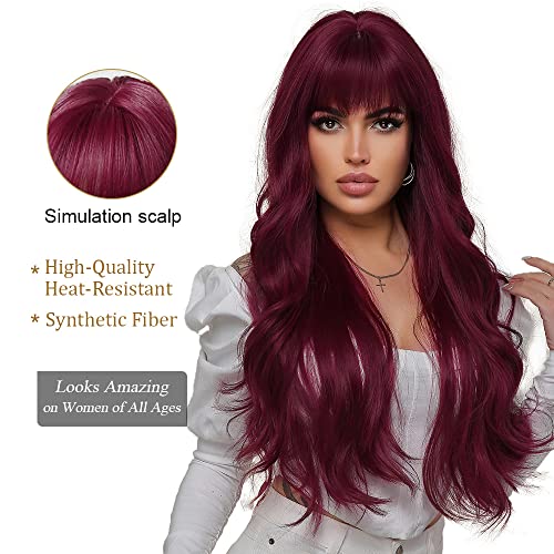 Red Wine Long Synthetic Wig - Image 2