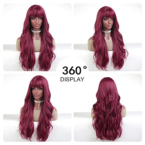 Red Wine Long Synthetic Wig - Image 4