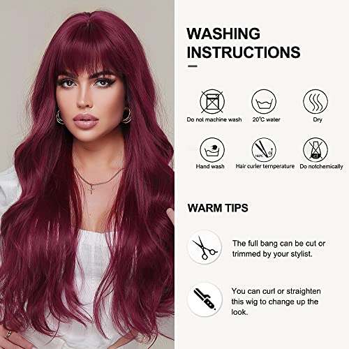 Red Wine Long Synthetic Wig - Image 5