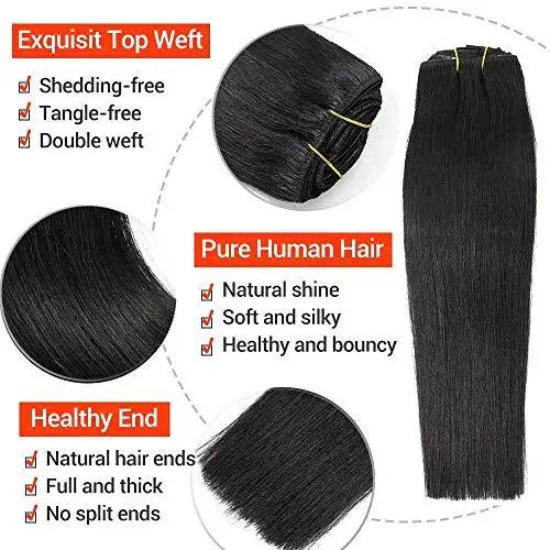 Remy Clip in Human Hair Extensions -15Inch 7pcs set - Image 13