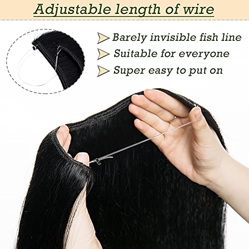 Remy Human Hair Invisible Wire Hair Extensions - Image 29