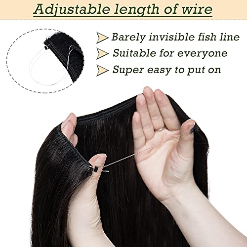 Remy Human Hair Invisible Wire Hair Extensions - Image 36