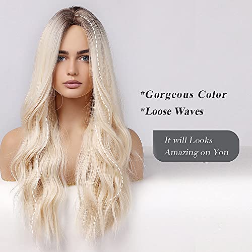 Rooted Blonde wig with Middle Part - Image 2