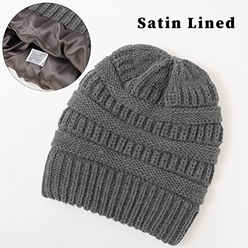 Satin lined Knit Beanie Hat - Image 11
