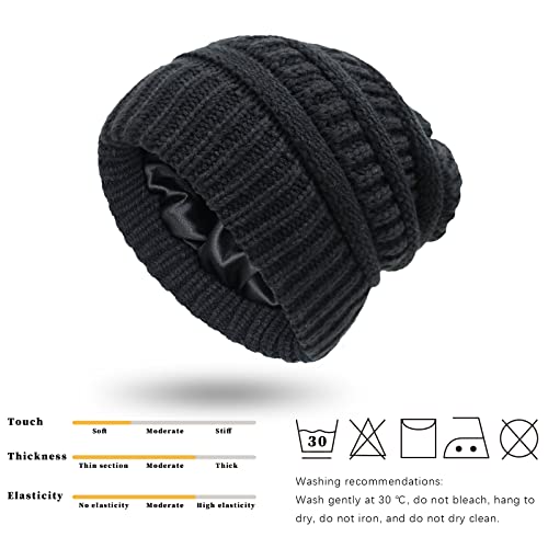 Satin lined Knit Beanie Hat - Image 5
