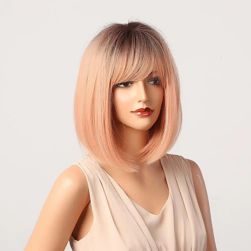 Shaded Rose Gold Synthetic Wig - Image 2