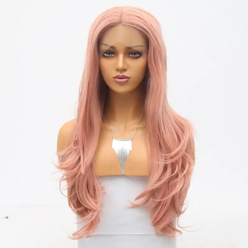 Shanna Long Pink Wig Middle Part Heat Friendly Lace Front Wig - Image 2