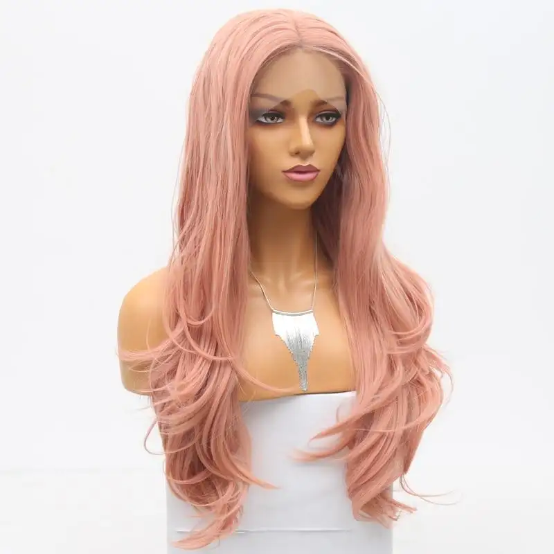 Shanna Long Pink Wig Middle Part Heat Friendly Lace Front Wig - Image 3
