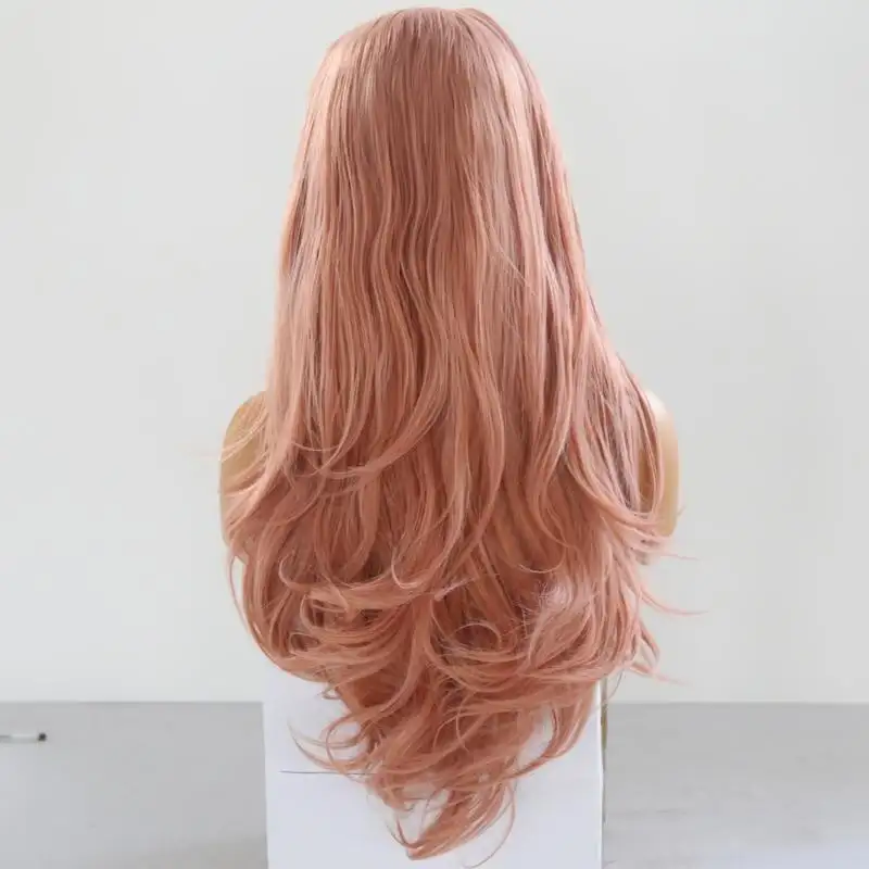 Shanna Long Pink Wig Middle Part Heat Friendly Lace Front Wig - Image 5