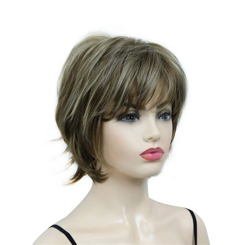 Short Layered Shaggy Synthetic Wig with Bangs - Image 2