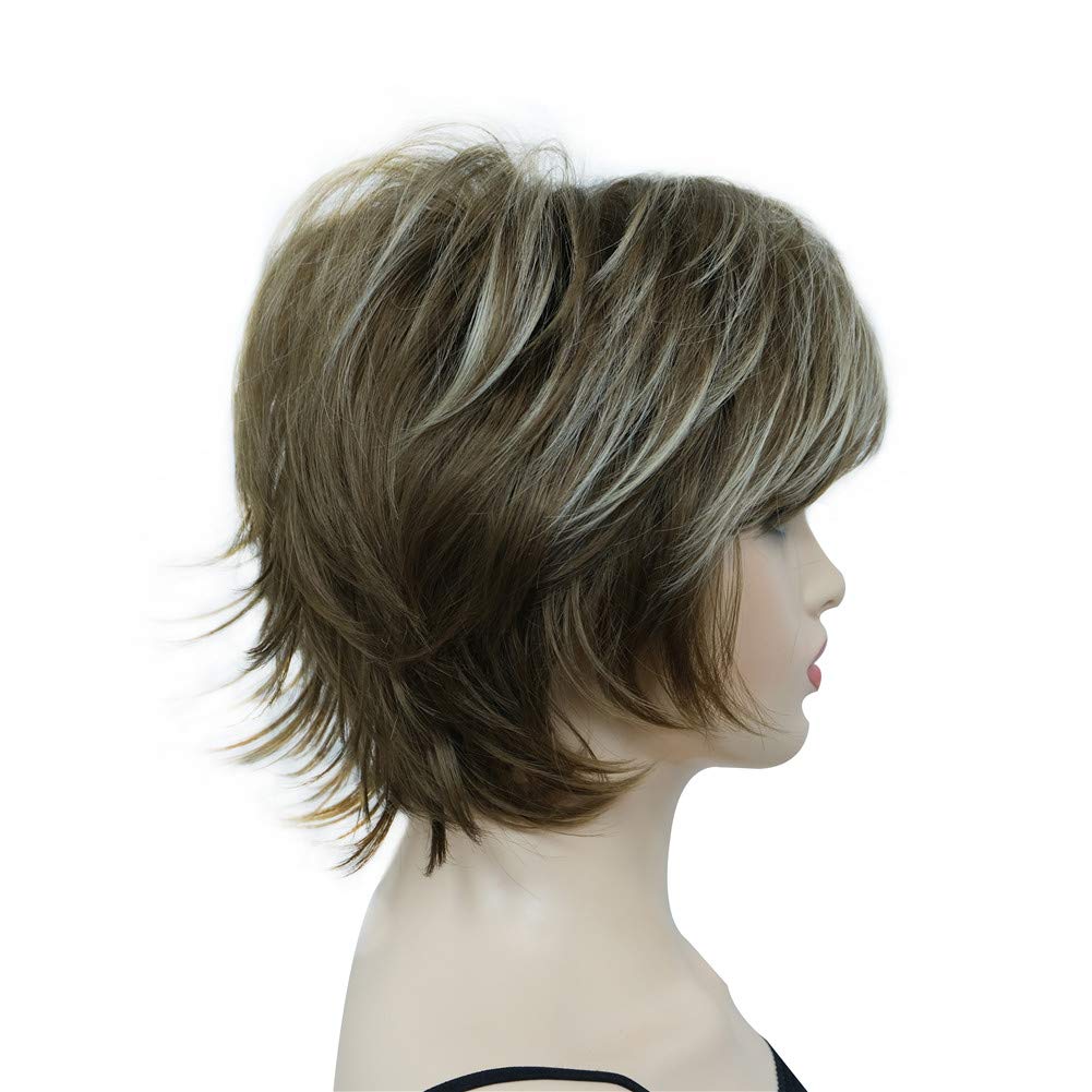 Short Layered Shaggy Synthetic Wig with Bangs - Image 3