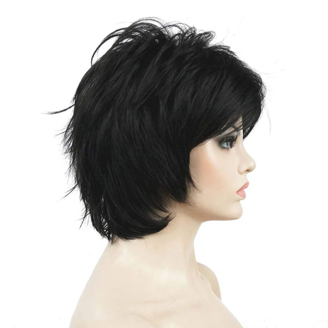 Short Layered Shaggy Synthetic Wig with Bangs - Image 34