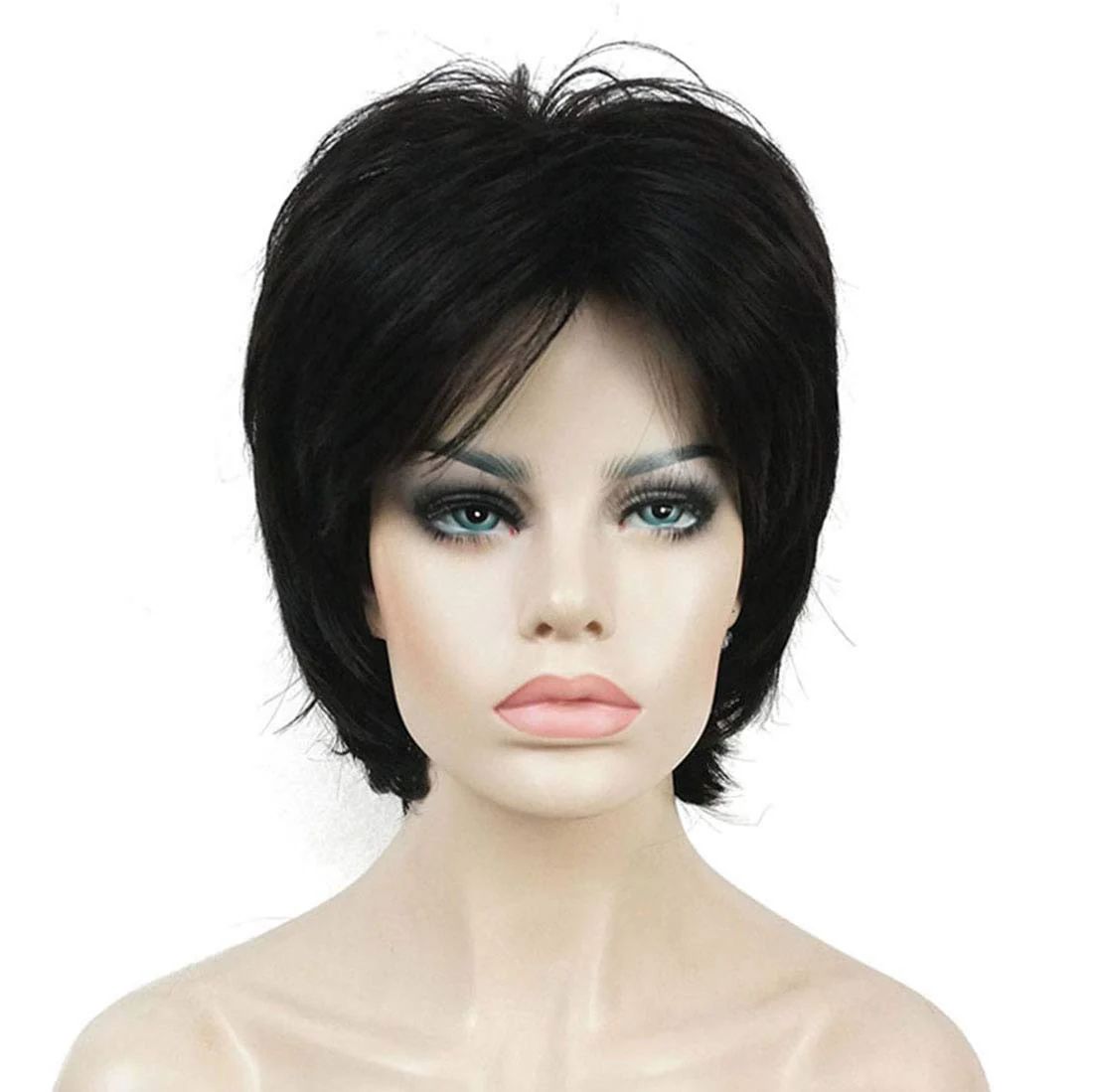 Short Layered Shaggy Synthetic Wig with Bangs - Image 35