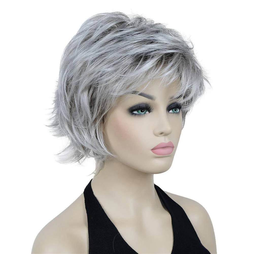 Short Layered Shaggy Synthetic Wig with Bangs - Image 40